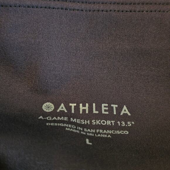 Athleta A-Game Mesh Skort Pleated Black Tennis Gym Athletic Womens Size L - Picture 5 of 7